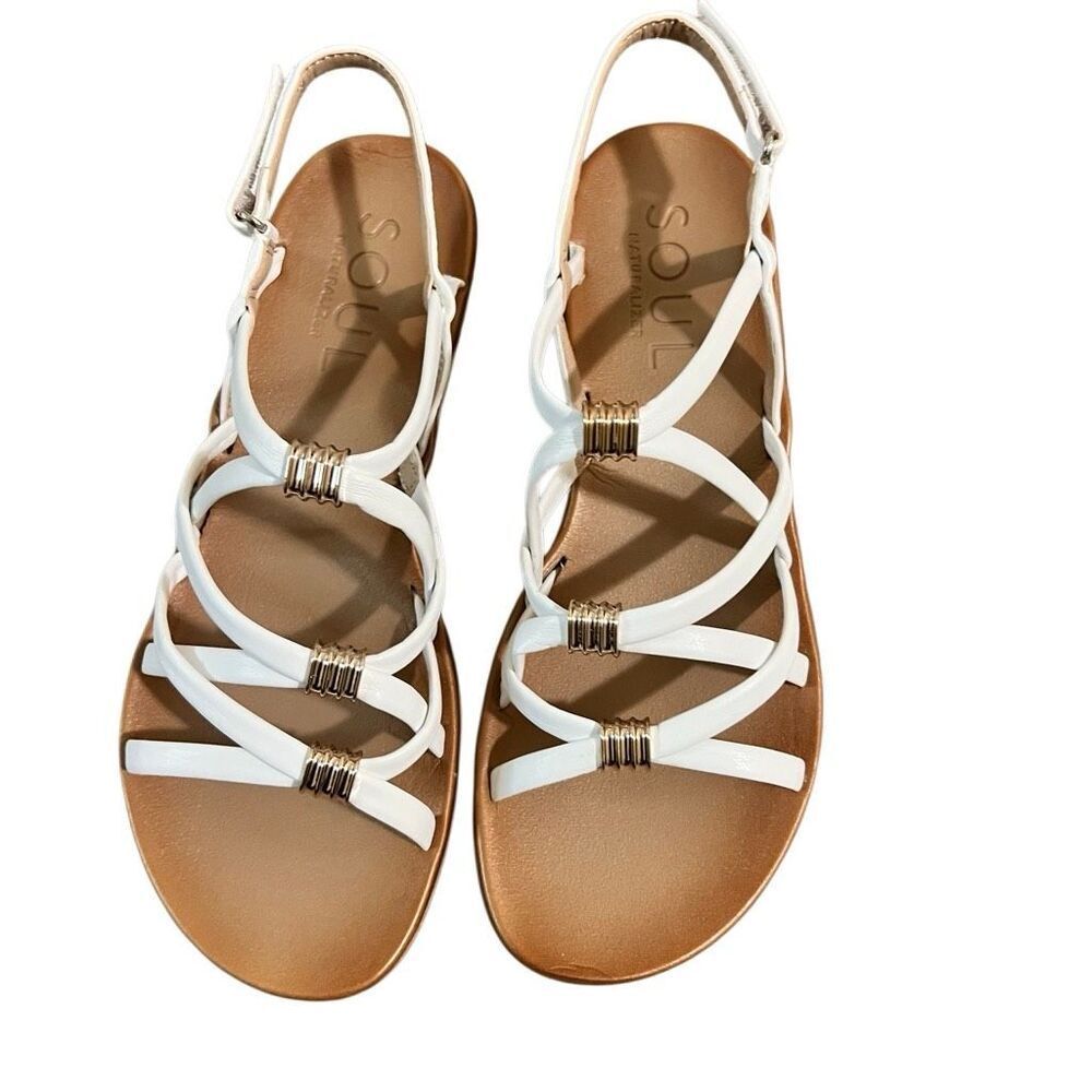 NIB SOUL Naturalizer Women's White Sierra Gladiator Strappy Flat Sandals Size 9 - Picture 7 of 11